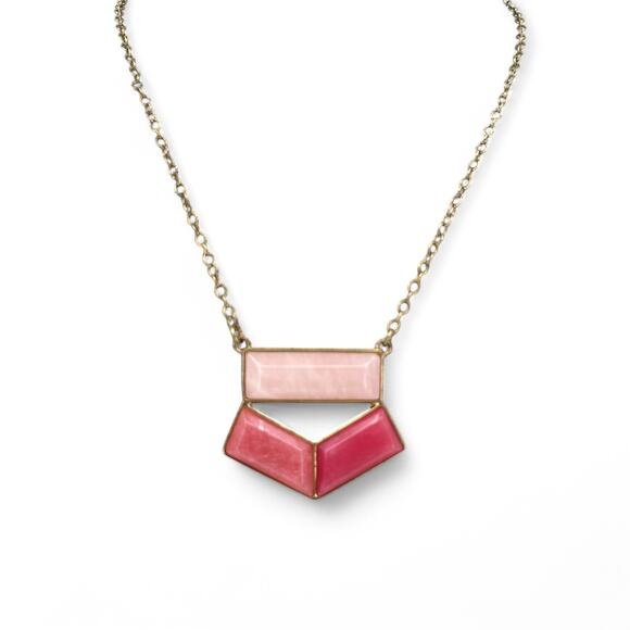 LOFT Jewelry - LOFT Necklace Pink Geometric Stone Pendant Color Block Ann Taylor